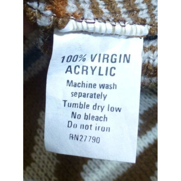 NWT VTG London Fog Mens XL Knit Sweater Brown Zigzag Pattern USA - Picture 12 of 13